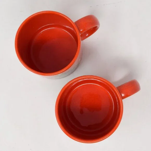 VTG Set Waechtersbach West W Germany Christmas Tree Mug Ceramic Red Green 2 Cups - Picture 10 of 14